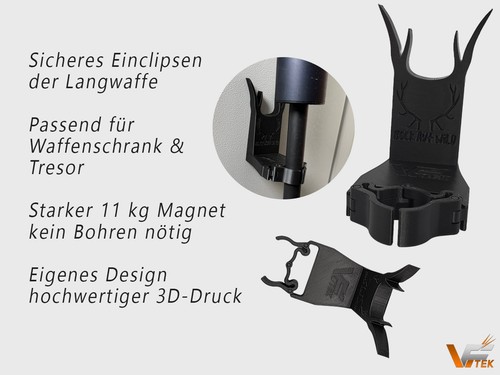 Gewehr Langwaffenhalter Waffenschrank Jäger Magnet Clip System 3D Druck