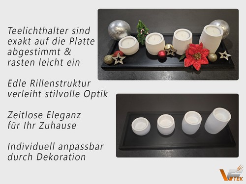 Teelicht Deko Set 4 Teelichthalter Kerzen Tisch Advent Weihnachtsdeko 3D - Druck
