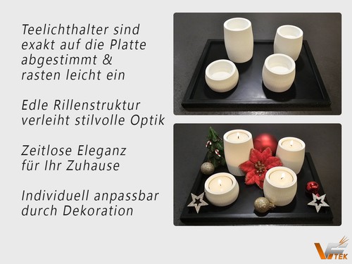 Teelicht Deko Set 4 Teelichthalter Kerzen Tisch Advent Weihnachtsdeko 3D - Druck